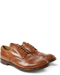 braune Leder Brogues von Officine Creative