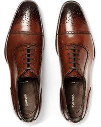 braune Leder Brogues von Tom Ford