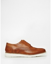 braune Leder Brogues von Dune