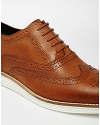 braune Leder Brogues von Dune