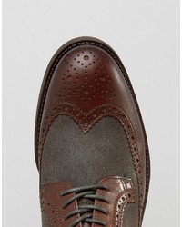 braune Leder Brogues von Dune