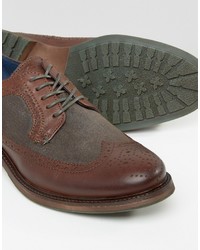 braune Leder Brogues von Dune