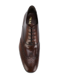 braune Leder Brogues von Prada