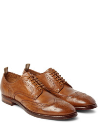 braune Leder Brogues von Officine Creative