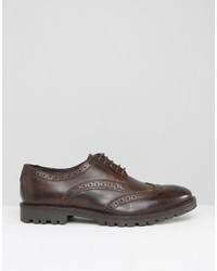 braune Leder Brogues von Base London