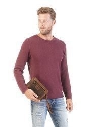 braune Leder Clutch Handtasche von Bagan