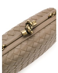 braune Leder Clutch von Bottega Veneta