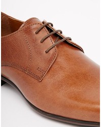 braune Leder Derby Schuhe von Asos