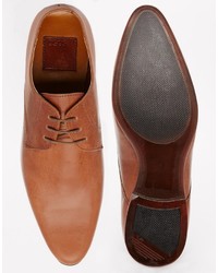 braune Leder Derby Schuhe von Asos