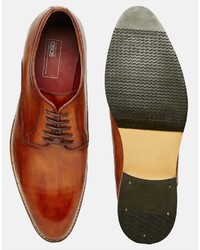 braune Leder Derby Schuhe von Asos