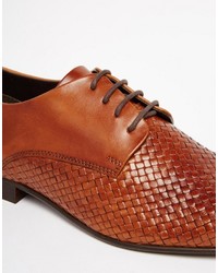 braune Leder Derby Schuhe von Asos