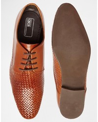 braune Leder Derby Schuhe von Asos