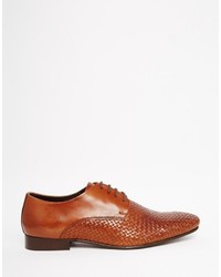 braune Leder Derby Schuhe von Asos