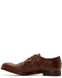 braune Leder Derby Schuhe von Alexander McQueen