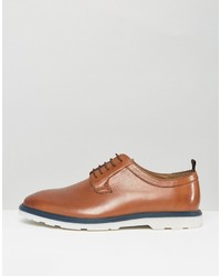 braune Leder Derby Schuhe von Asos