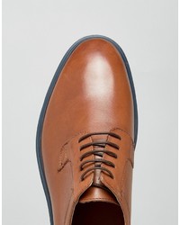 braune Leder Derby Schuhe von Asos