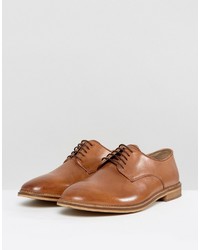 braune Leder Derby Schuhe von Asos