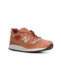 braune Leder niedrige Sneakers von New Balance