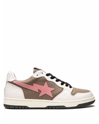 braune Leder niedrige Sneakers von A Bathing Ape