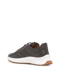 braune Leder niedrige Sneakers von Bally