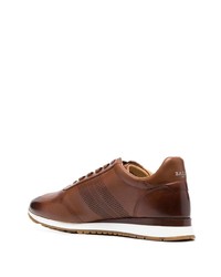 braune Leder niedrige Sneakers von Bally