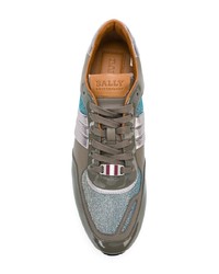 braune Leder niedrige Sneakers von Bally