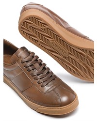 braune Leder niedrige Sneakers von Tom Ford