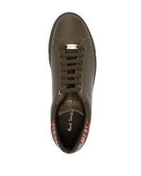 braune Leder niedrige Sneakers von Paul Smith