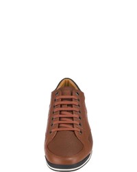 braune Leder niedrige Sneakers von BOSS