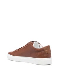 braune Leder niedrige Sneakers von Corneliani