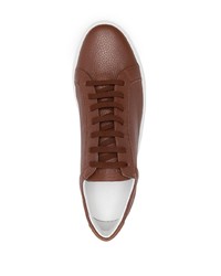 braune Leder niedrige Sneakers von Corneliani