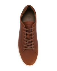 braune Leder niedrige Sneakers von Clae