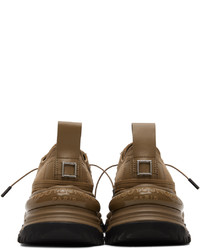 braune Leder niedrige Sneakers von Wooyoungmi