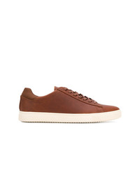 braune Leder niedrige Sneakers von Clae