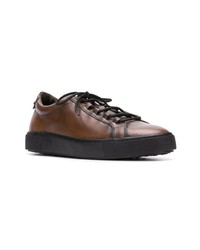 braune Leder niedrige Sneakers von Tod's