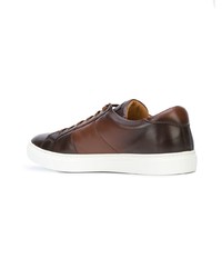 braune Leder niedrige Sneakers von To Boot New York