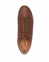 braune Leder niedrige Sneakers von Salvatore Ferragamo