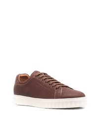 braune Leder niedrige Sneakers von Salvatore Ferragamo