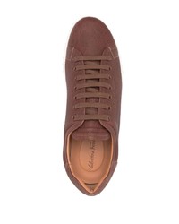 braune Leder niedrige Sneakers von Salvatore Ferragamo