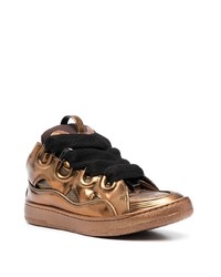 braune Leder niedrige Sneakers von Lanvin