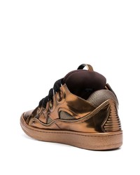braune Leder niedrige Sneakers von Lanvin
