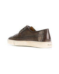 braune Leder niedrige Sneakers von Santoni