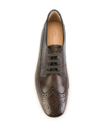 braune Leder niedrige Sneakers von Santoni