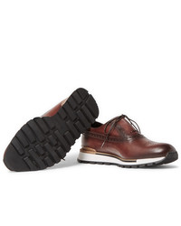 braune Leder niedrige Sneakers von Berluti