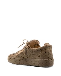 braune Leder niedrige Sneakers von Giuseppe Zanotti