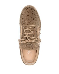 braune Leder niedrige Sneakers von Giuseppe Zanotti