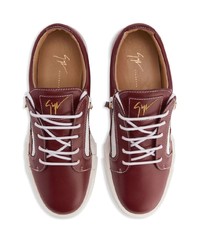 braune Leder niedrige Sneakers von Giuseppe Zanotti