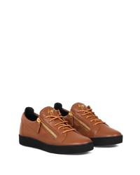 braune Leder niedrige Sneakers von Giuseppe Zanotti