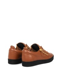 braune Leder niedrige Sneakers von Giuseppe Zanotti