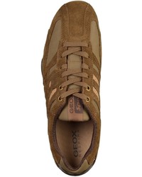 braune Leder niedrige Sneakers von Geox